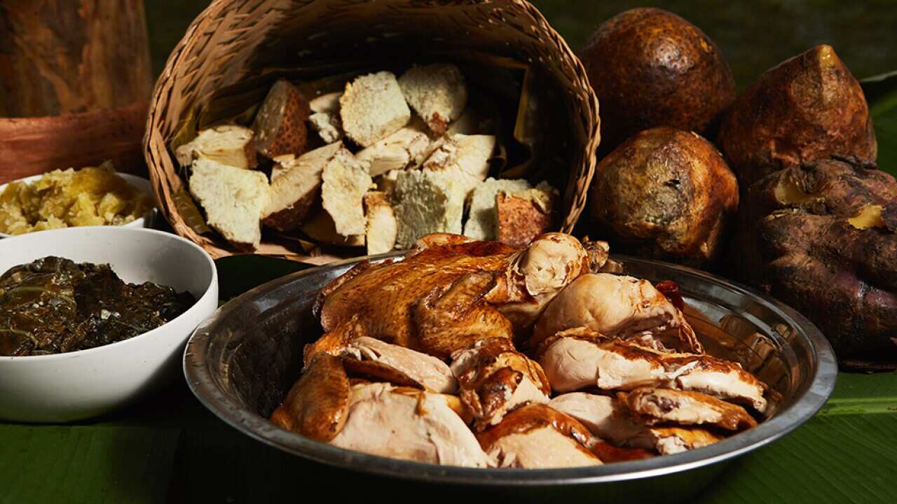 Fijian feast cooked in the earth (lovo)