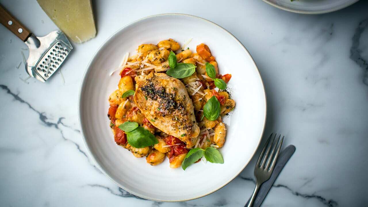 Garlic and rosemary chicken with gnocchi