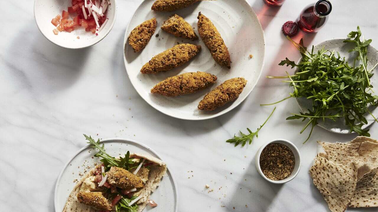 Lentil and burgul kofte with dukkah 