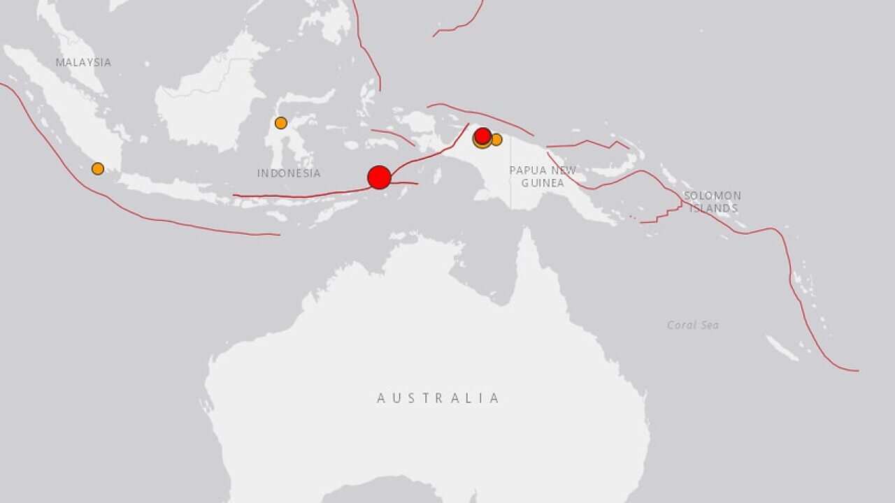 The quake hit about 240 kilometres west of the town of Abepura in Papua province