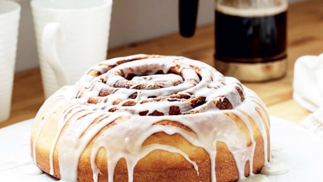 Giant glazed cinnamon bun