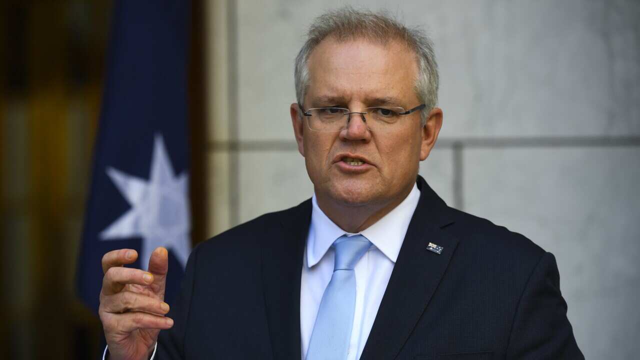 Australian Prime Minister Scott Morrison speaks to the media during a press conference at Parliament House in Canberra, Thursday, July 16, 2020. (AAP Image/Lukas Coch) NO ARCHIVING