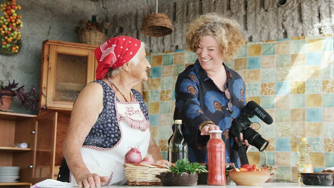 Pasta Granny Brigida (left) and Vicki Bennison (right) 