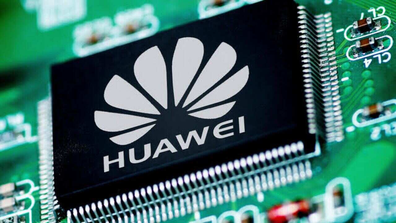 A chip of Huawei is pictured in Ji'nan city, east China's Shandong province, 20 April 2018. 
