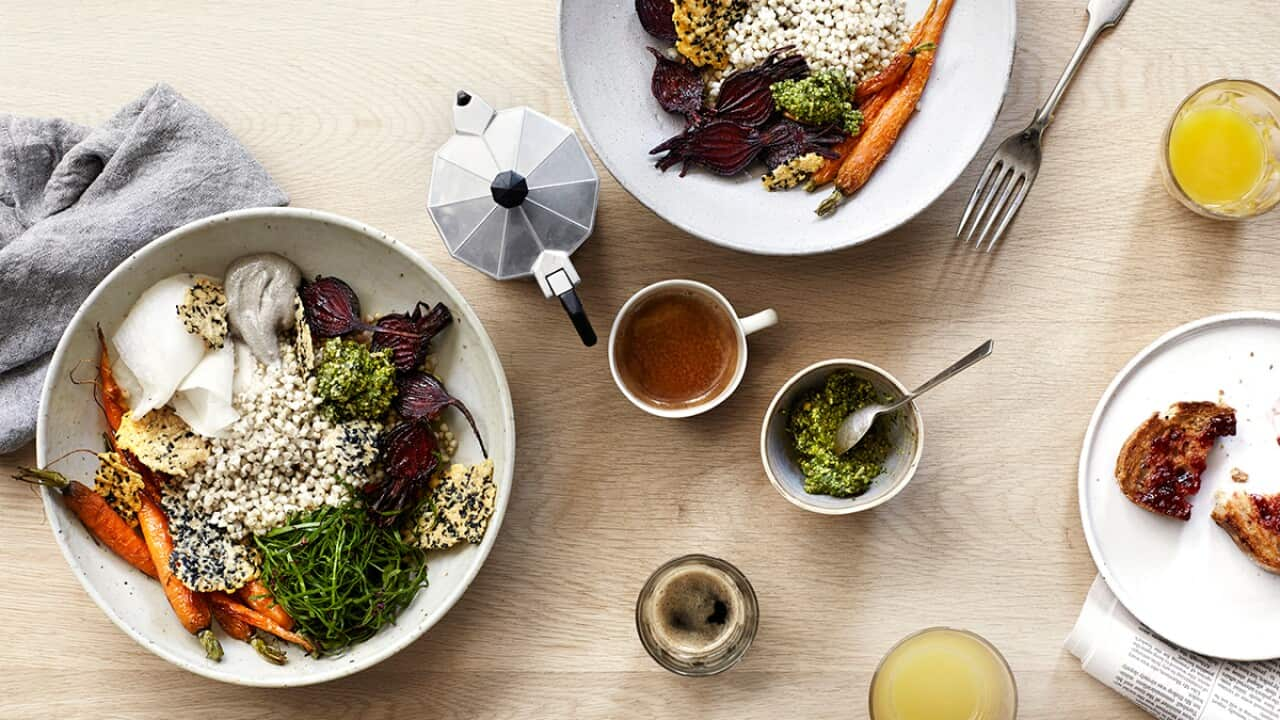 Roots and leaves buckwheat bowl