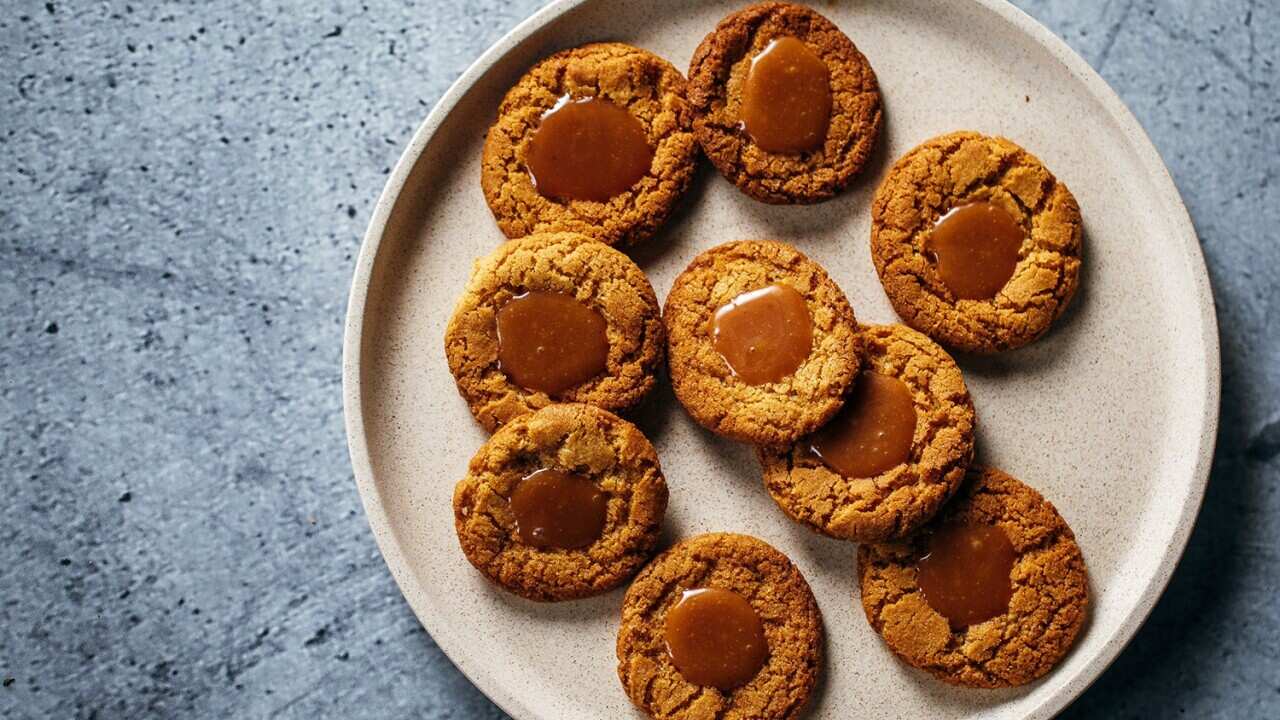 Sea salt caramel thumbprint biscuits