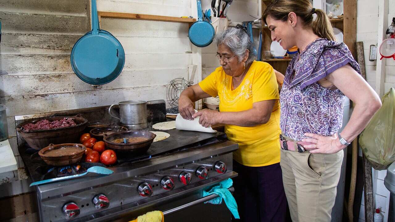 Pati Jinich meets the owner of Los Comadres in Allende