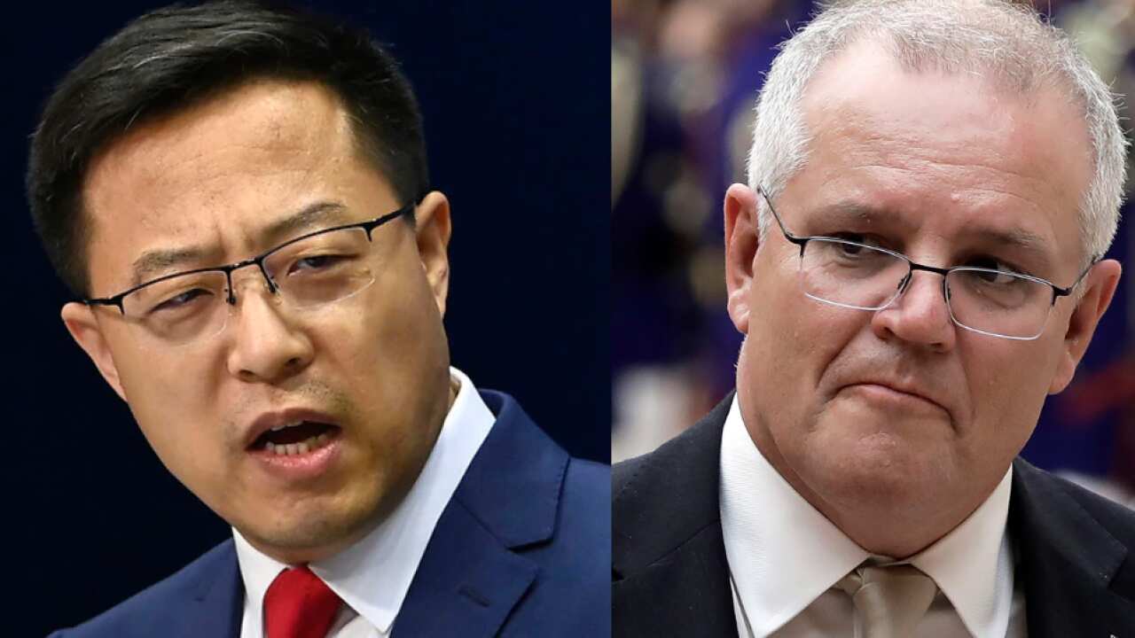 Prime Minister Scott Morrison expressed his outrage after Chinese government spokesman Zhao Lijian shared the fake photo on Twitter. 