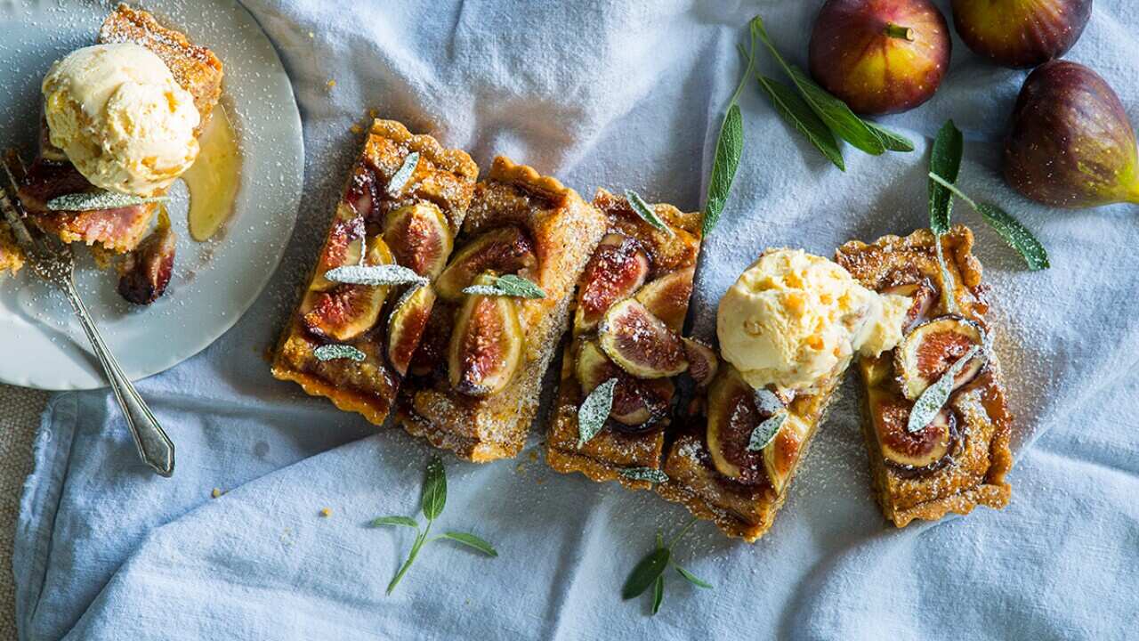 Fig, honey and sage tart