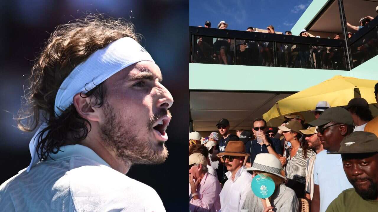 A composite image of a tennis player and people drinking at a bar