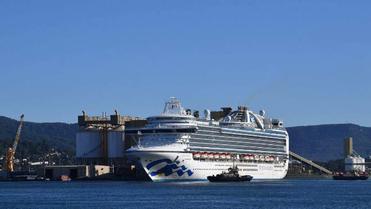 The Ruby Princess cruise ship has docked at Sydney's Port Kembla. 