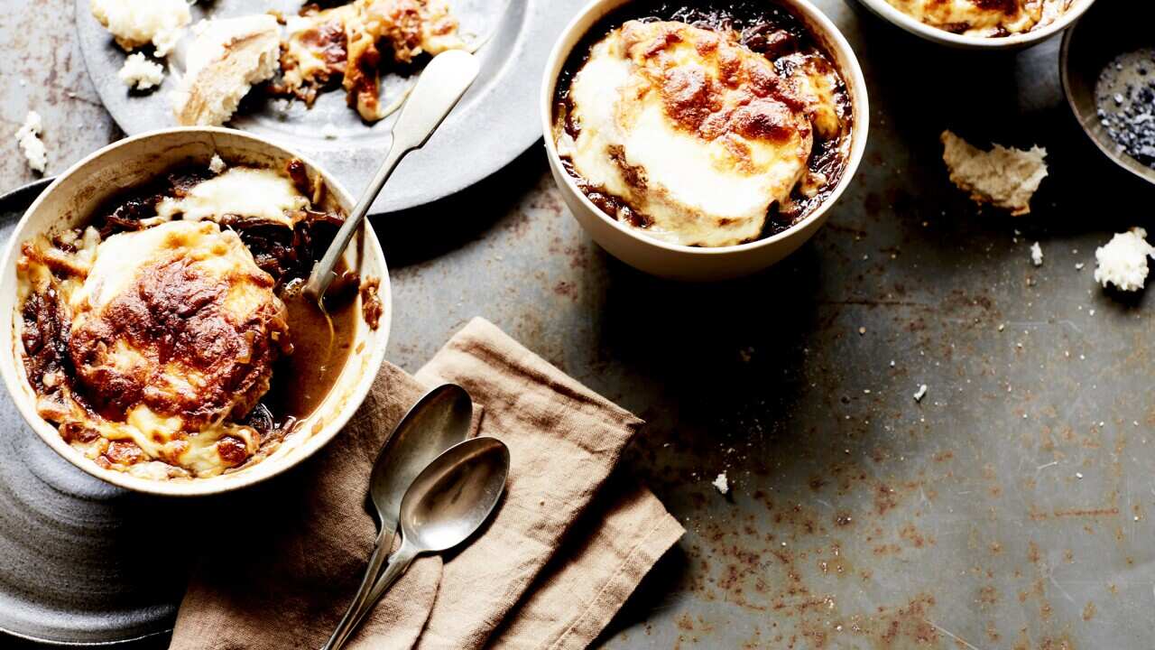 Classic French onion soup.