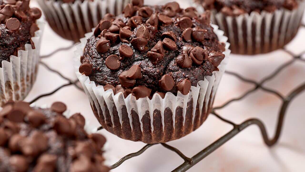 Double chocolate zucchini muffins