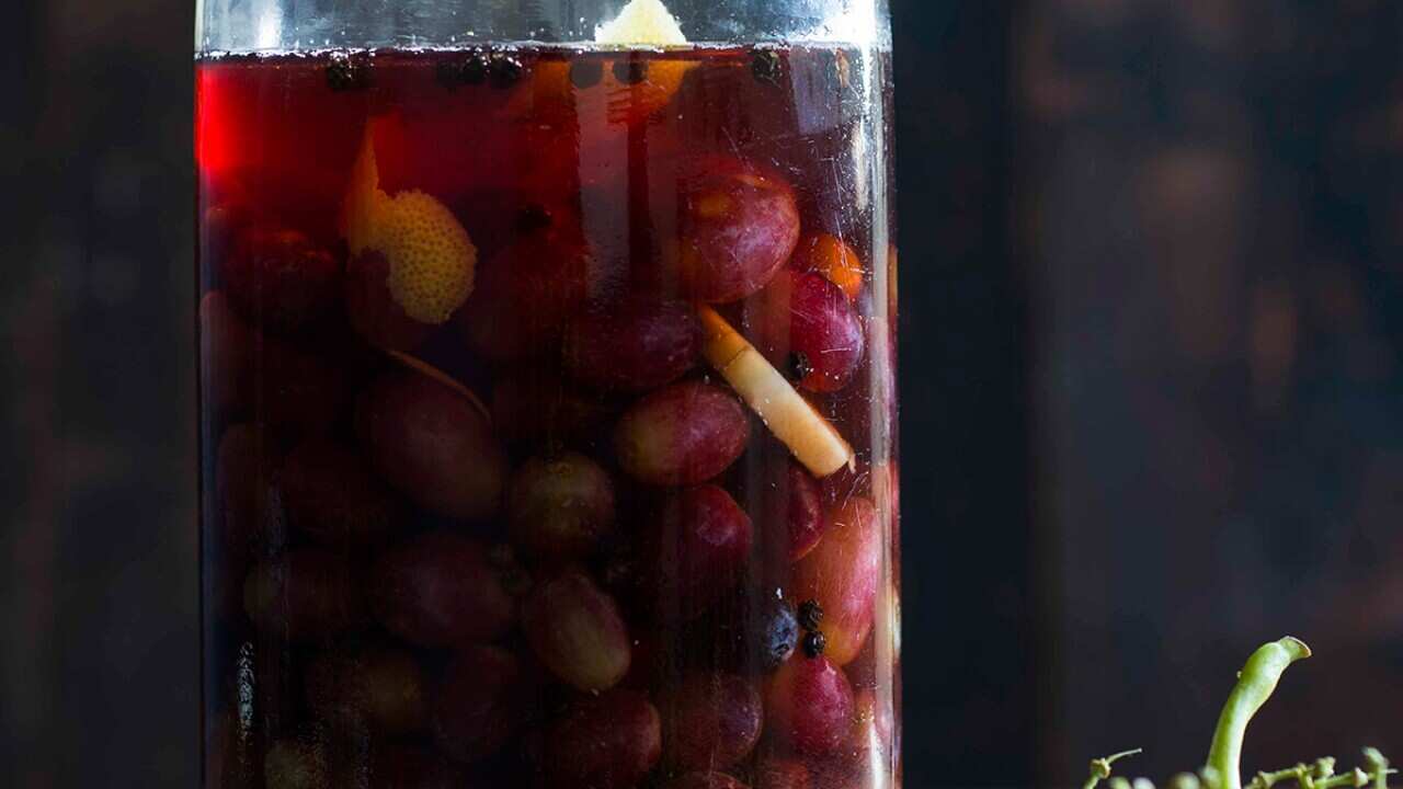 Pickled red grapes