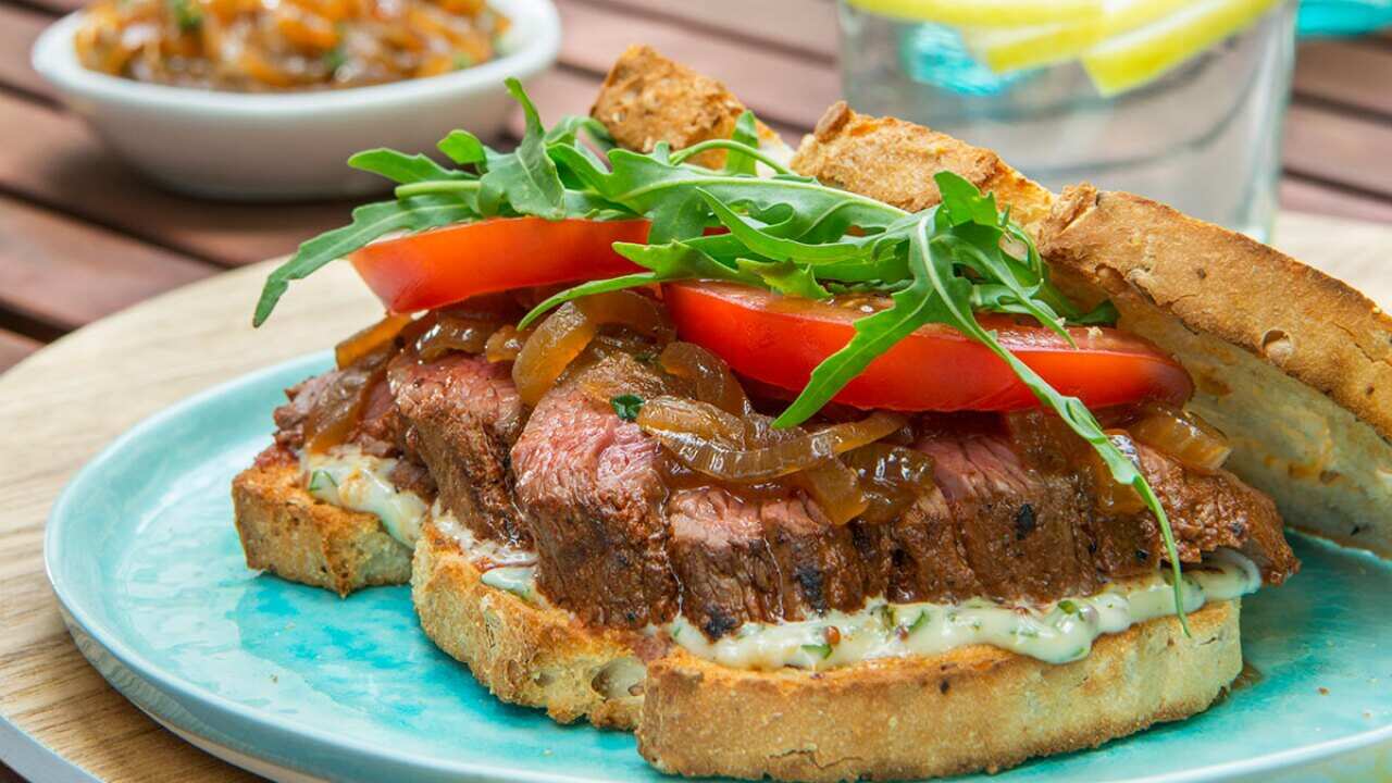 Kangaroo steak sandwich