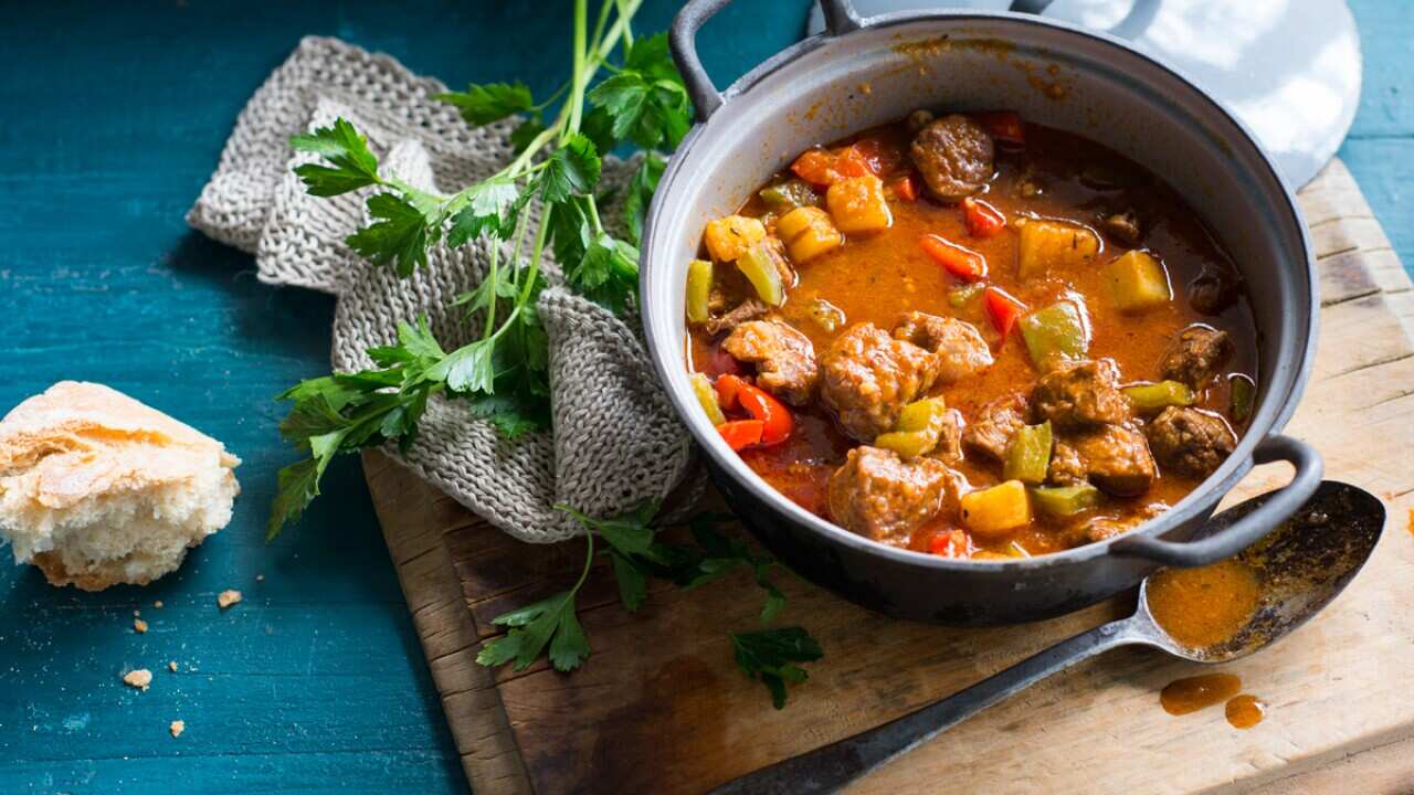 Dutch lamb stew with potato and capsicum