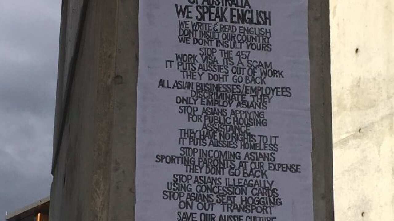 Police investigating racist posters plastered across Sydney's inner west