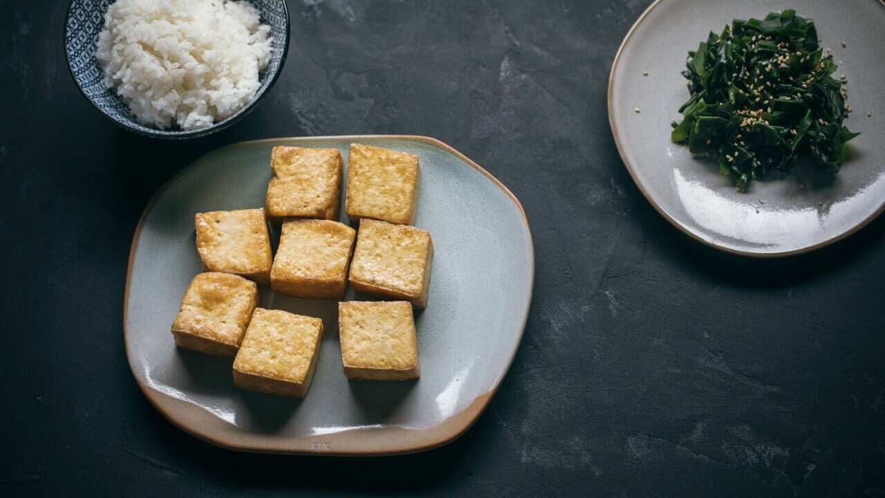 Oven-baked tofu with sesame oil