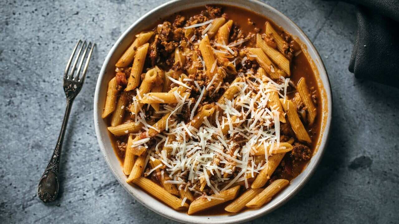 Penne with lamb ragu