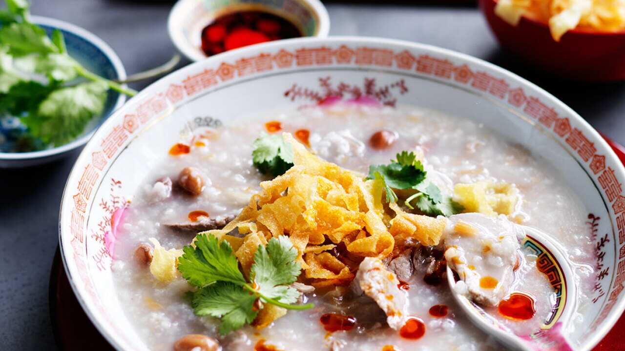 Salted fish and peanut congee