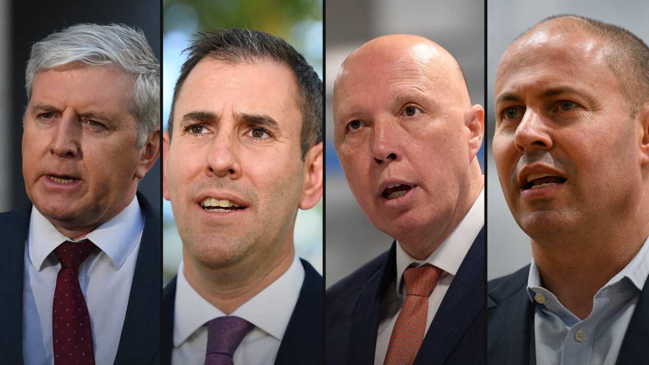 Shadow Defence Minister Brendan O'Connor, Shadow Treasurer Dr Jim Chalmers, Defence Minister Peter Dutton and federal Treasurer Josh Frydenberg 