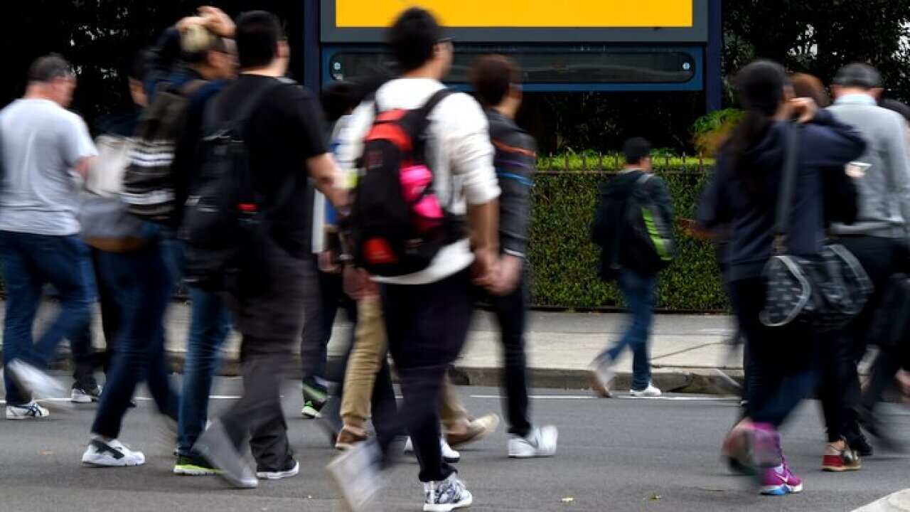 Students enter the University of New South Wales (UNSW) in Sydney 