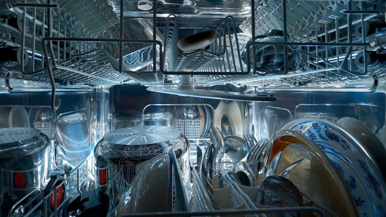 Full Frame Shot Of Dishwasher