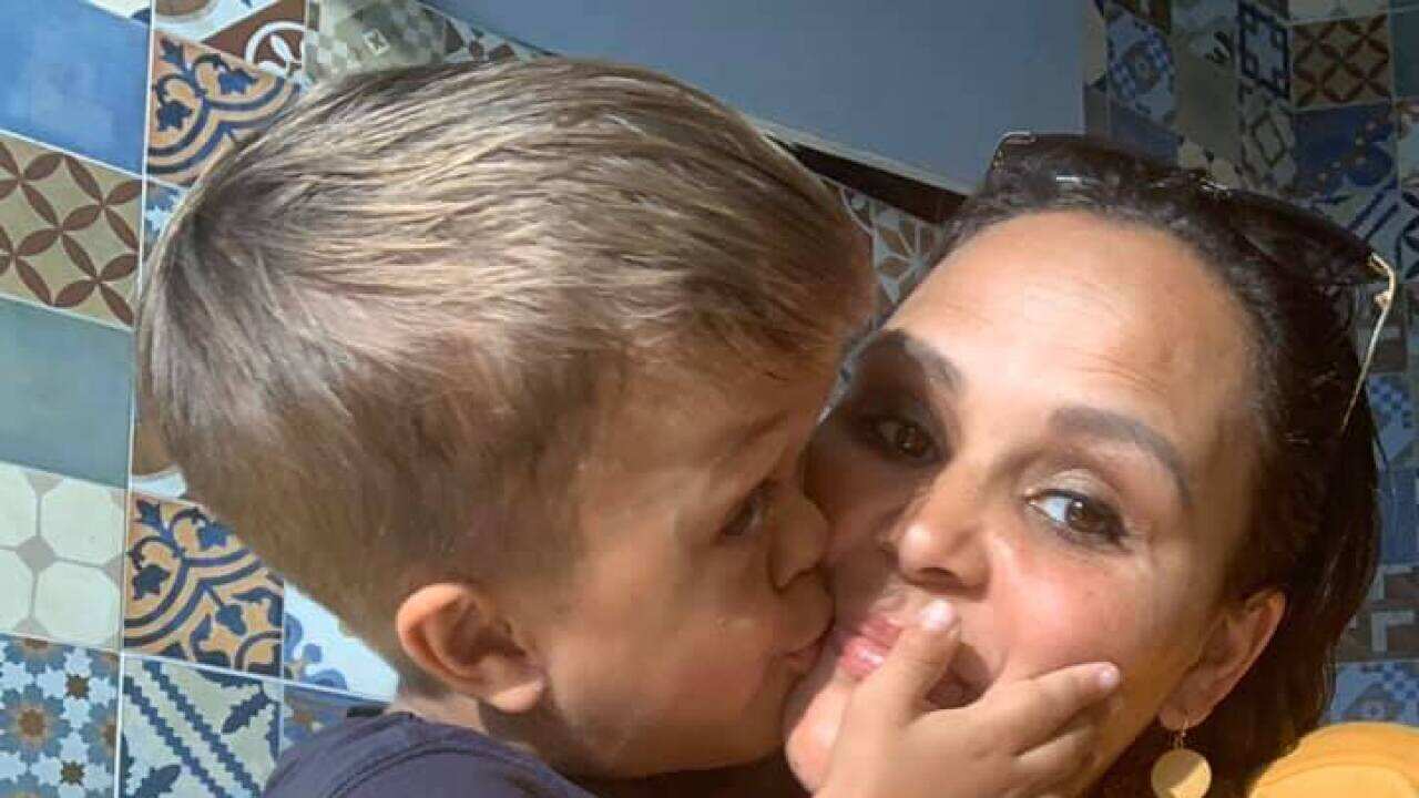 Quaden Bayles with his mum Yarraka.