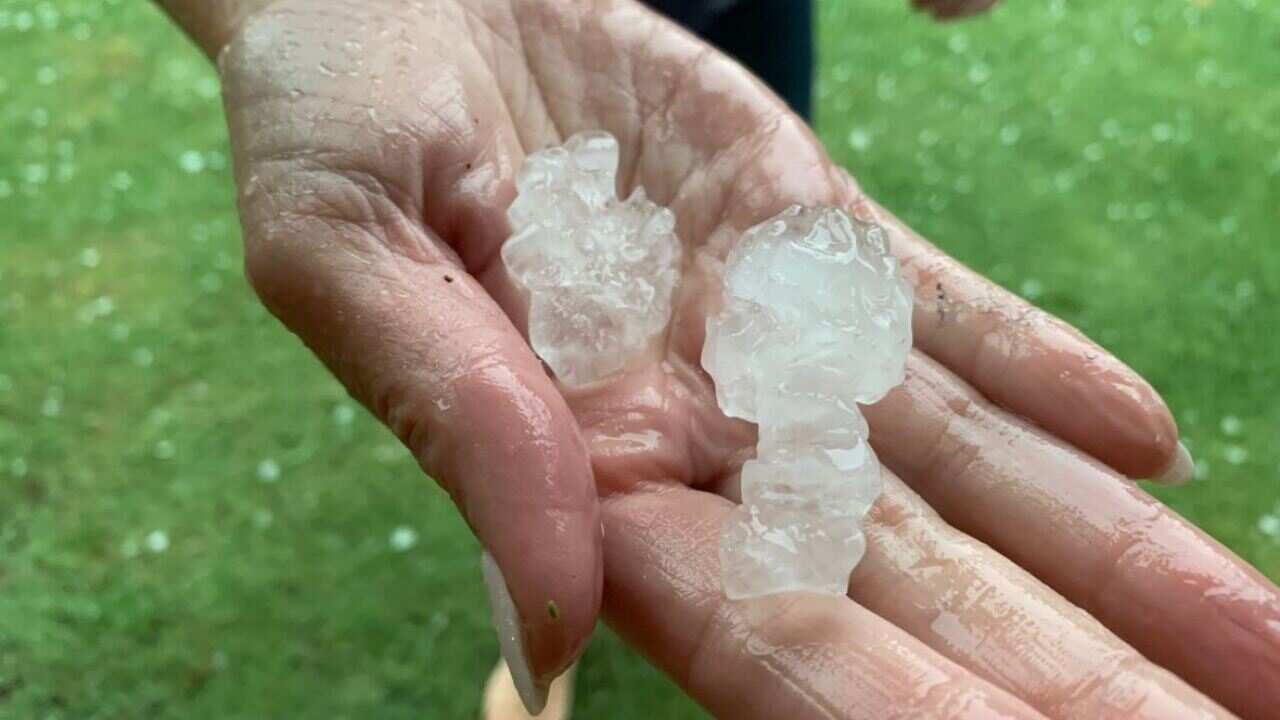 Large hailstones struck north of  Campbelltown.