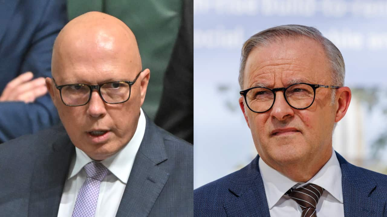 Split image of Peter Dutton and Anthony Albanese