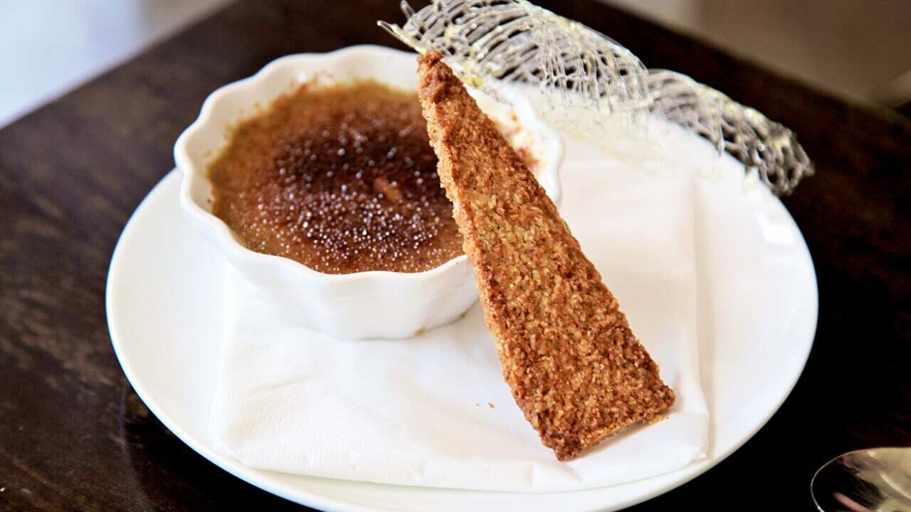 Guinness crème brulee with Irish whiskey snaps  