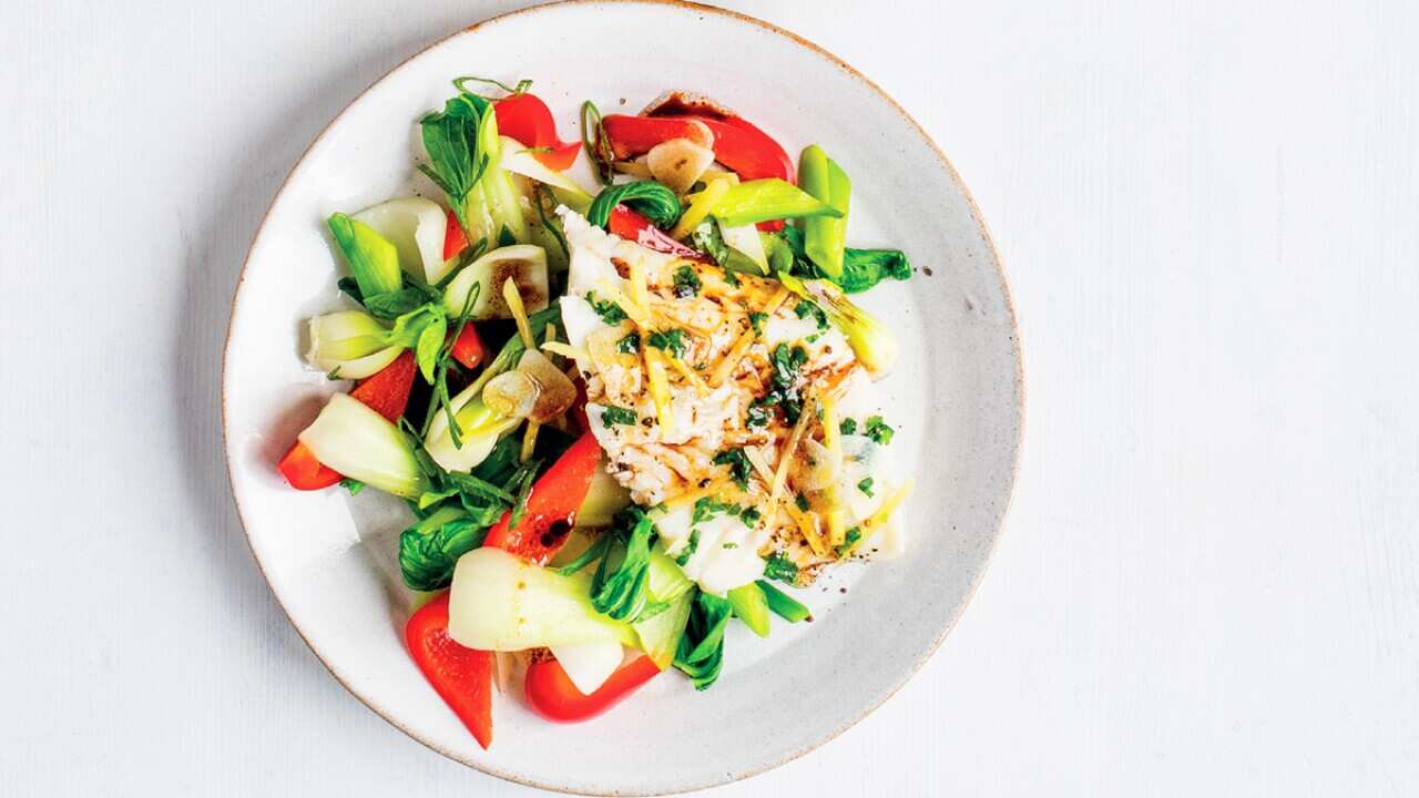 Barramundi steamed with Thai spices