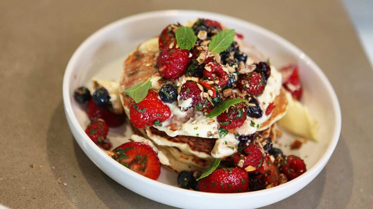 Ben's blueberry pancake stack