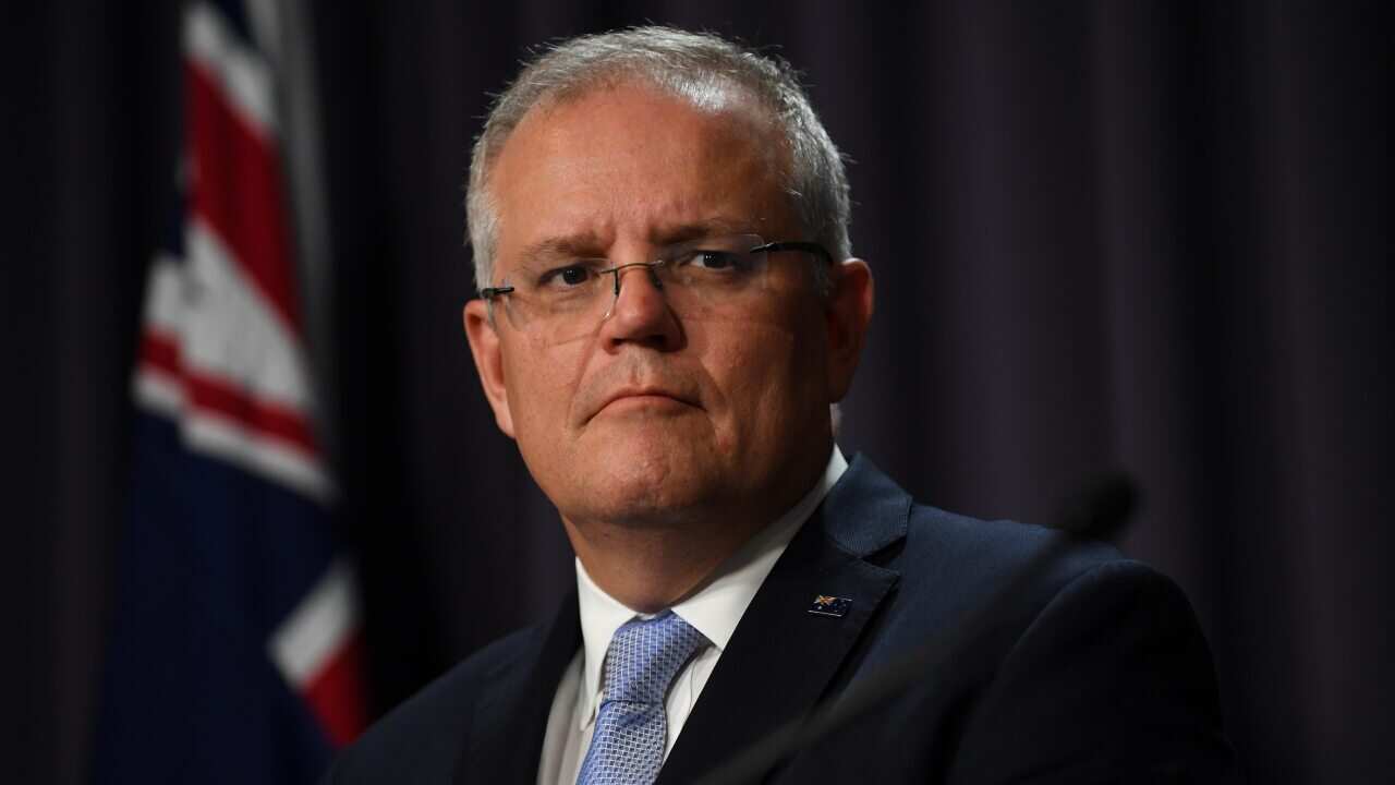 Prime Minister Scott Morrison speaks to the media during a coronavirus update for the media at Parliament House, Canberra.