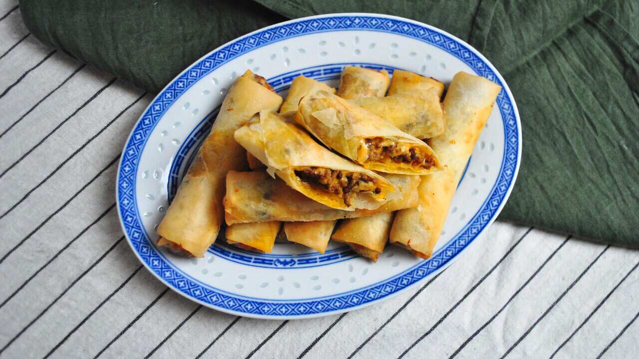 Cheeseburger spring rolls