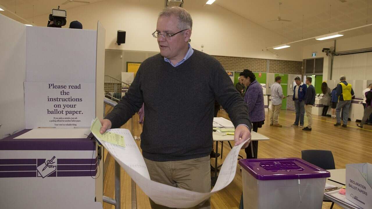 Scott Morrison casts his vote in 2016.