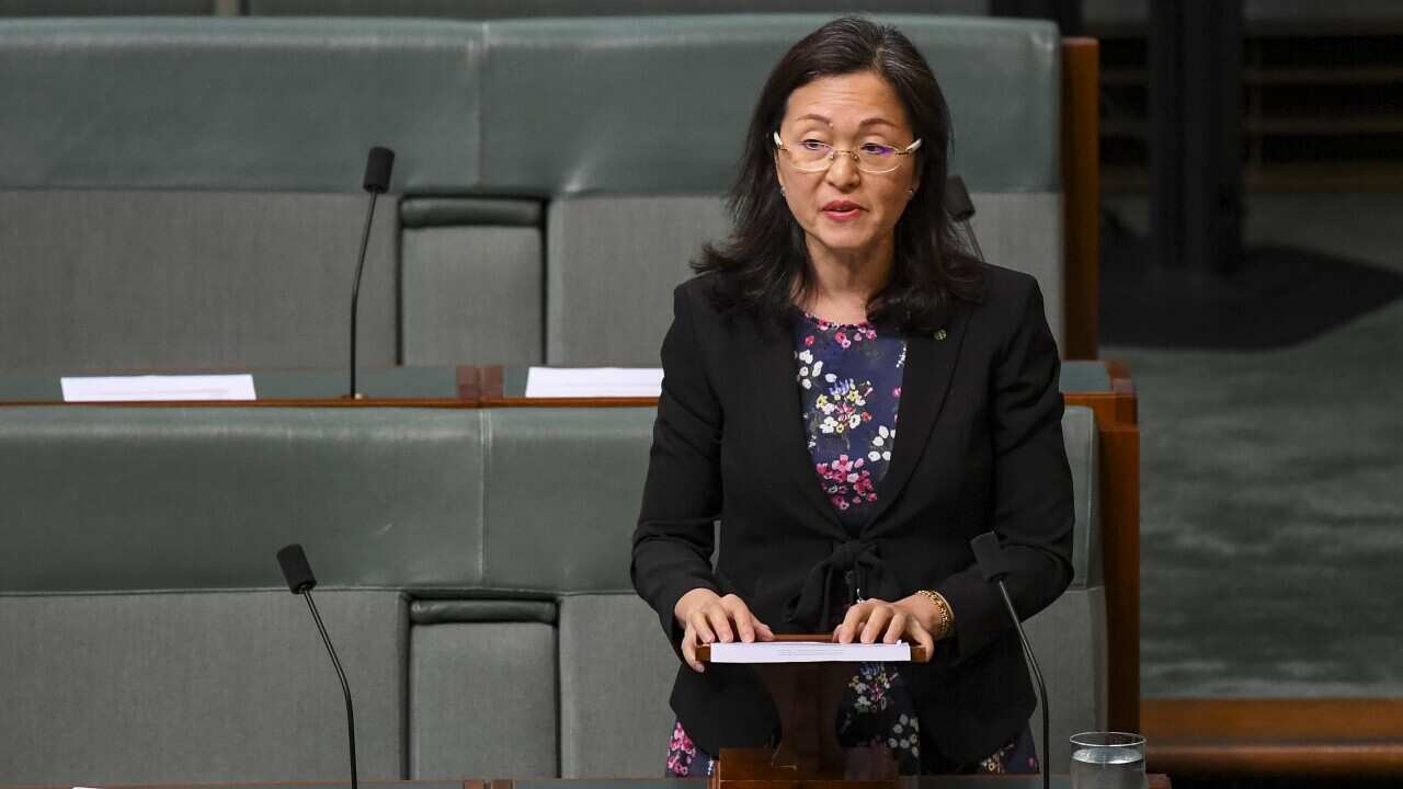 The Liberal member for Chisholm Gladys Liu speaks during House of Representatives Question Time at Parliament House in Canberra.