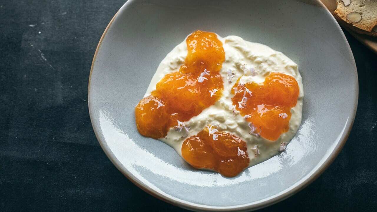 Persimmons and stracciatella