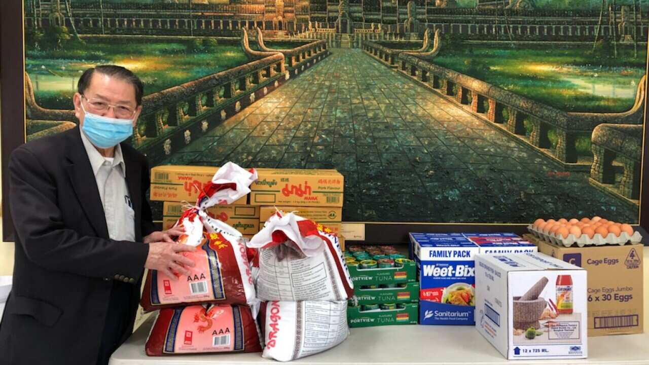 President of Cambodian Association of Victoria, Youhorn Chea organize basic foods to deliver to Covid-19 victims