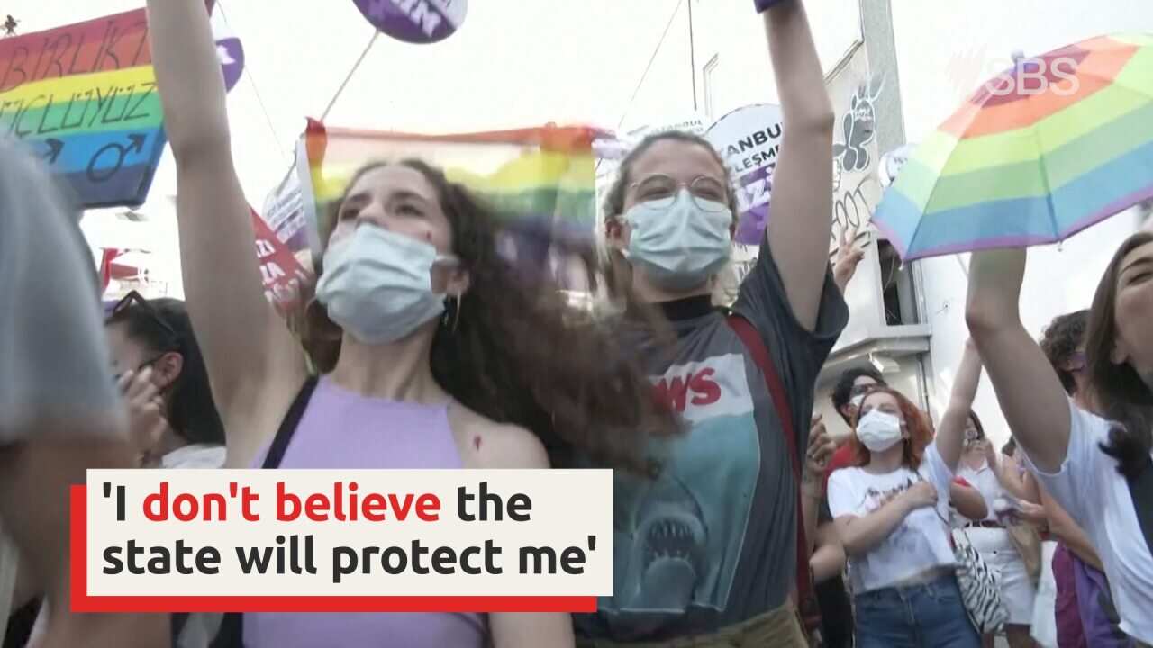 Thousands protest after Turkey withdraws from an international treaty to prevent violence against women