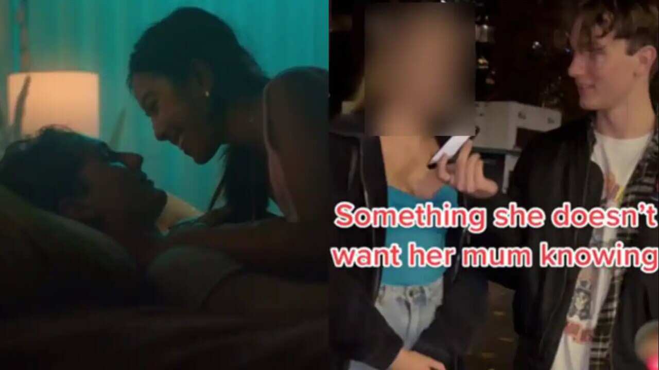 A screenshot from the now-deleted consent ad (left) and a TikTok video from the actor's account.