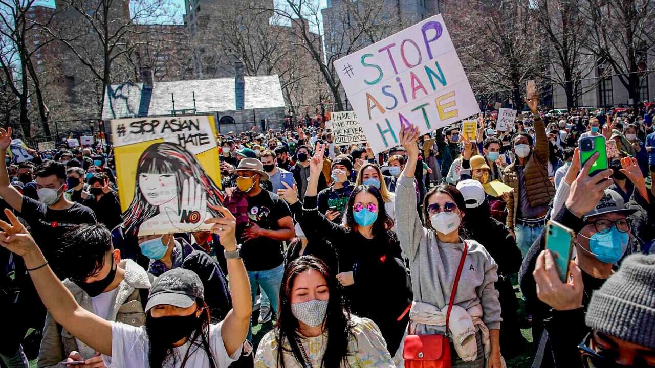 A rally against hate and violence against Asians living in the US in New York's Chinatown district - Eduardo Munoz Alvarez - AAP