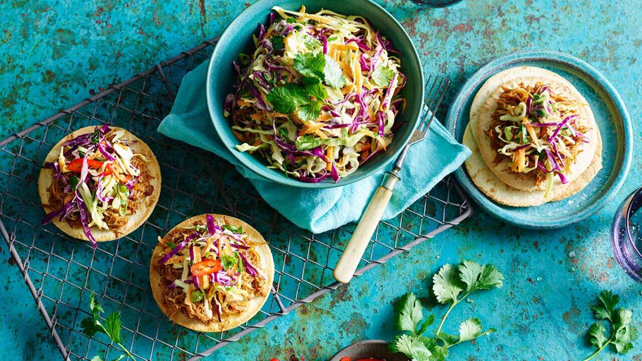 Chicken tostadas with slaw