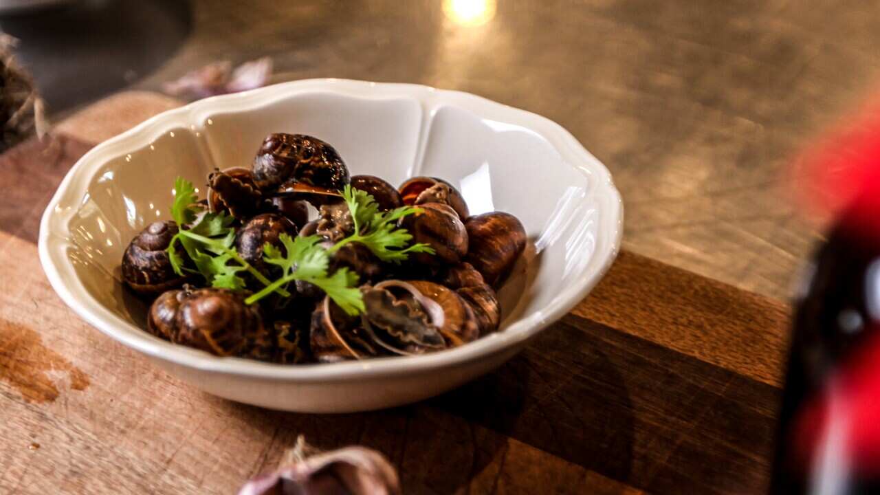 Snails with pepperberry and garlic broth