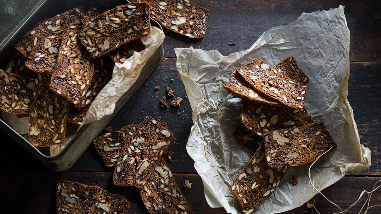 Mixed seed and fig crackers