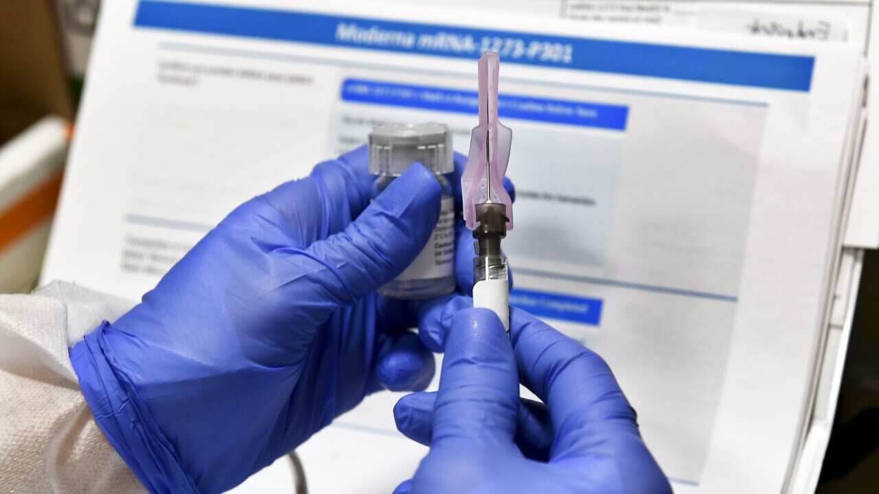 A file image of the Moderna coronavirus vaccine