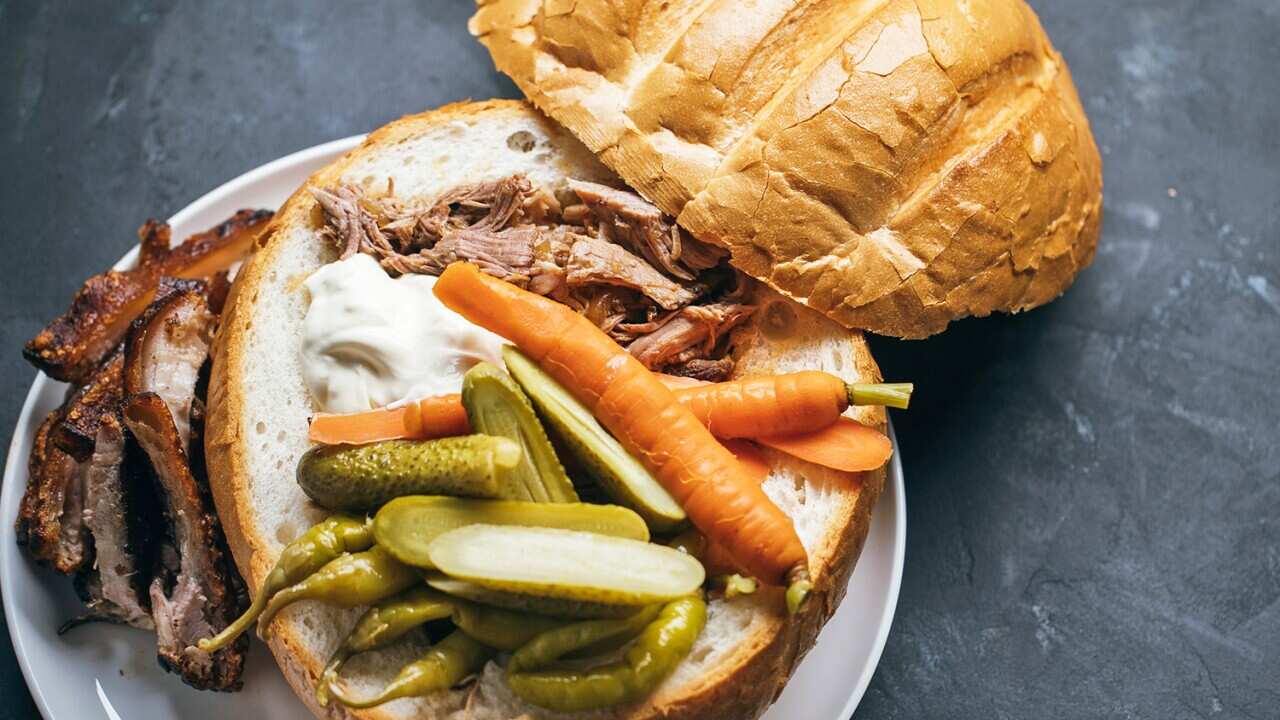 Braised pork shoulder trencher