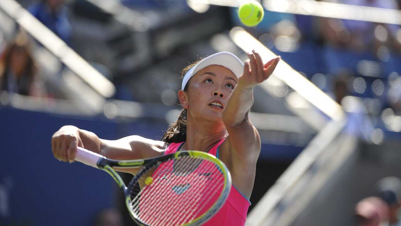 Peng Shuai from China in action during her semi final round match on day 13 of the US Open in New York City.