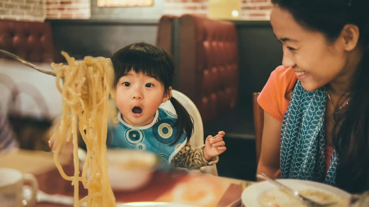 Family in a restaurant