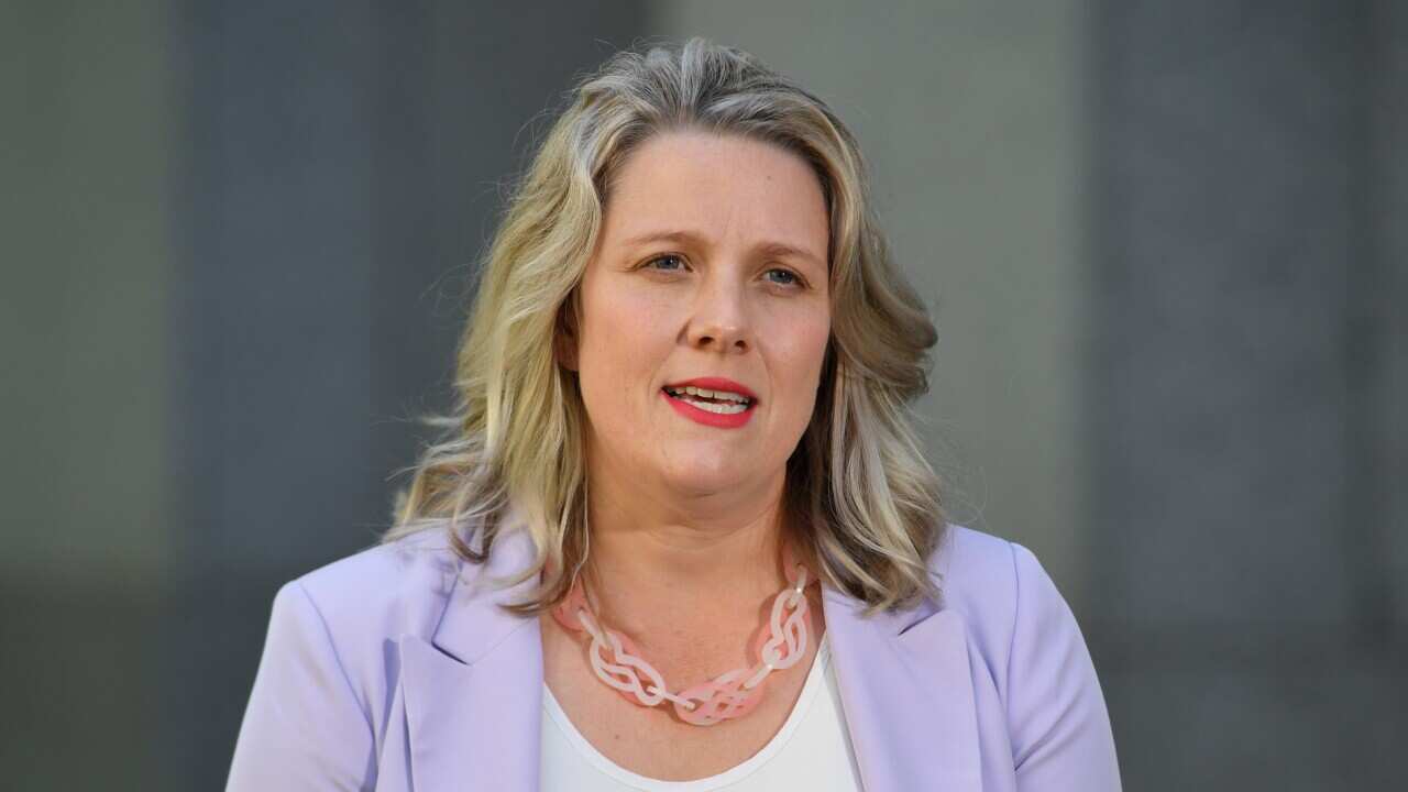 Home Affairs Minister Clare O'Neil at a press conference. 